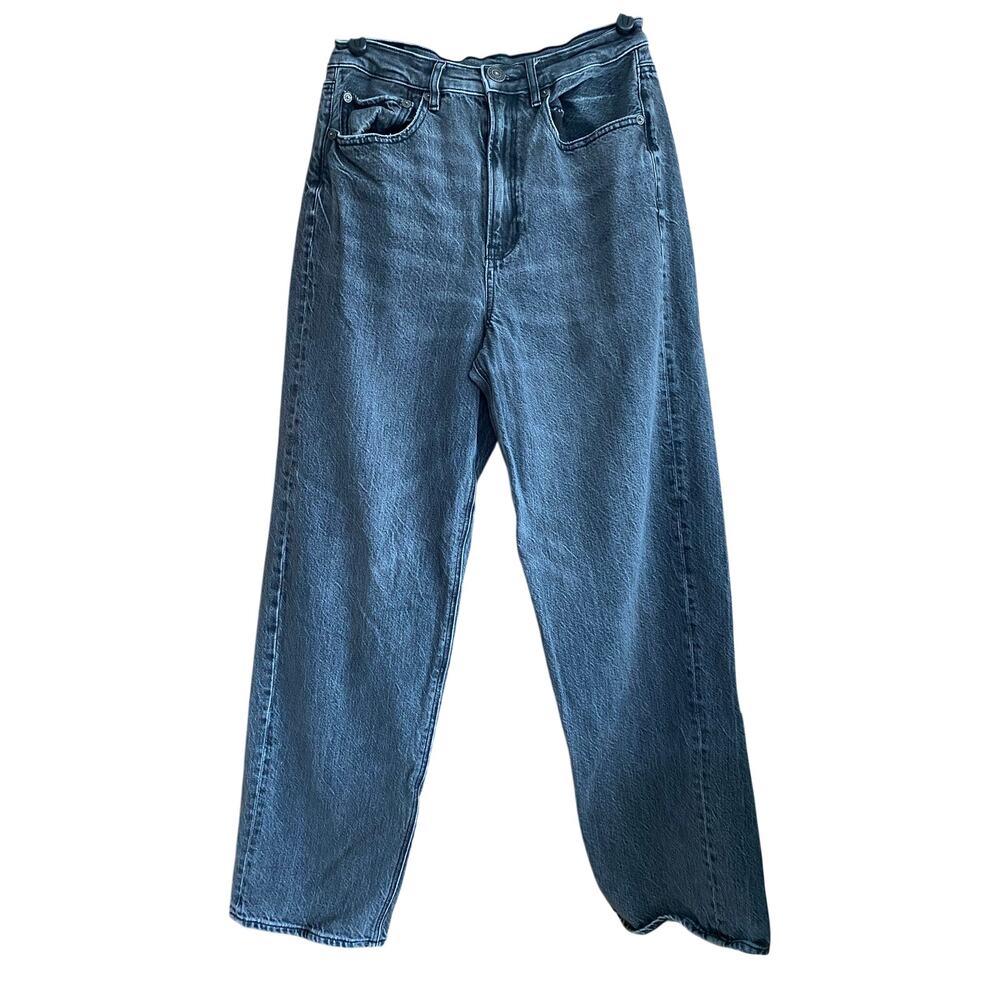 American Eagle Highest Waist Baggy Straight Jean Faded Black Size 6 Short